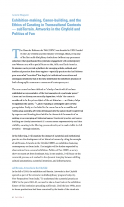 Exhibition-making, Canon-building, and the Ethics of
Curating in Transcultural Contexts—subTerrain. Artworks in the Cityfold and Politics of Fun