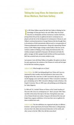 Taking the Long View: Interview with Brian
Wallace, Red Gate Gallery